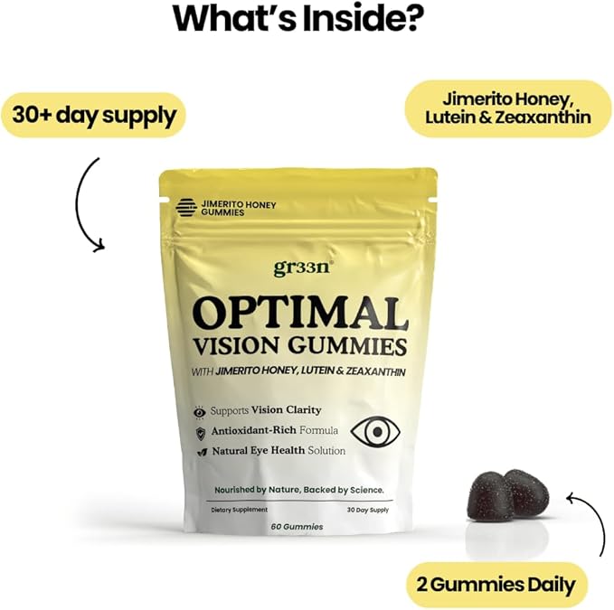 Gr33n Jimerito Honey Gummies | Vision and Eye Health Gummies | Optimal Vision | Lutein Plus Zeaxanthan