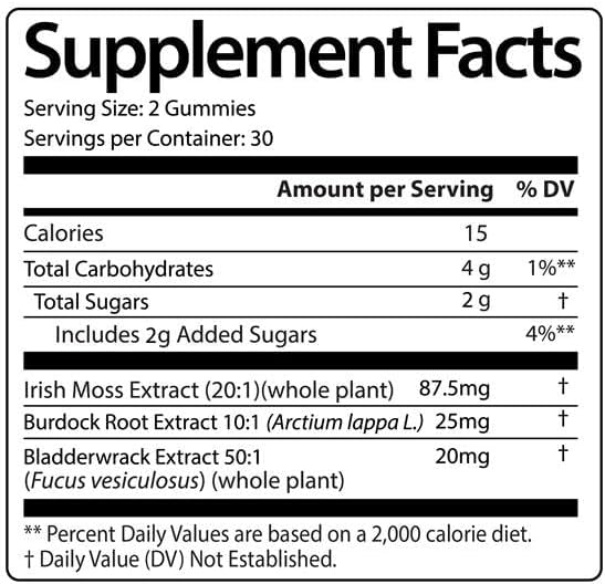 Ultimate Irish Sea Moss Gummies with Bladderwrack & Burdock Root – Sea Moss Bladderwrack Burdock Root – Caramel Apple Flavor – Plant-Based Mineral Blend – Vegan, Non-GMO – 60 Gummies