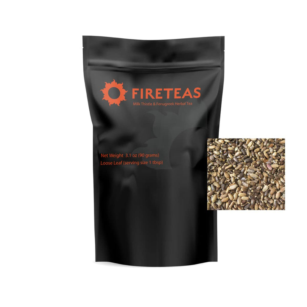 FIRE TEAS Organic Milk Thistle & Fenugreek Seeds Herbal Tea w/Ginger - Herbal Folk Remedy Tea - Loose Leaf -