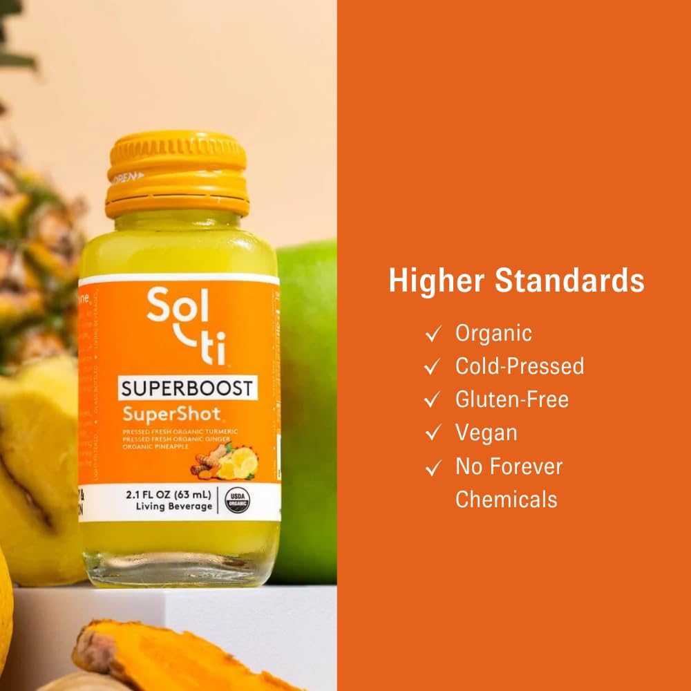 Sol-ti SUPERBOOST SuperShot, Vegan Friendly, Kosher, Keto & Paleo Friendly, USDA Certified Organic, 2.1 Fluid Ounce (Pack of 12)