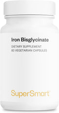 SuperSmart - Iron Bisglycinate 75mg per Day (High Absorption) - Gentle Iron Bisglycinate Supplement - No Side Effects | Non-GMO & Gluten Free - 60 Vegetarian Capsules