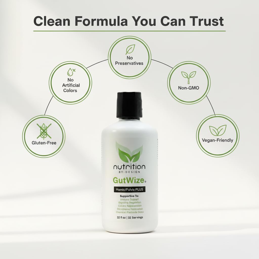 Humic Fulvic Blend – Liquid Supplement for Gut Health & Digestive Balance – Natural, Plant-Based, Shelf-Stable, Vegan, Non-GMO – 32 fl oz