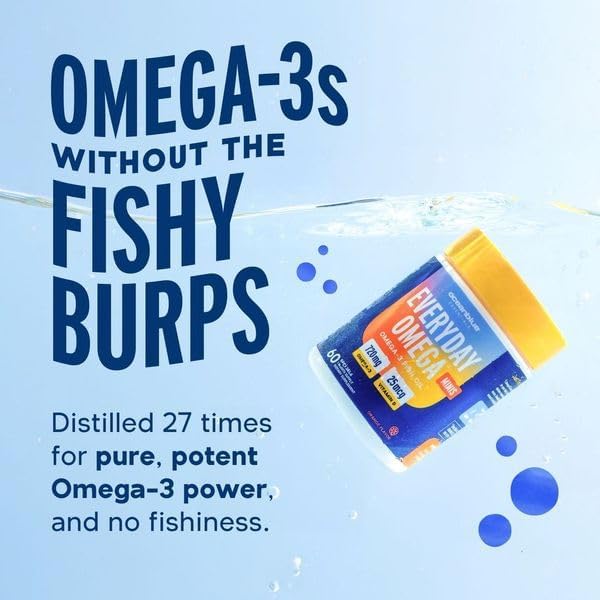 Oceanblue Omega 3 Supplement for Women | Burpless Fish Oil 720mg with Vitamin D3 | Small Pills Easy to Swallow Mini Softgels | Heart Immune Support Orange Flavor (60 Count Minicap)