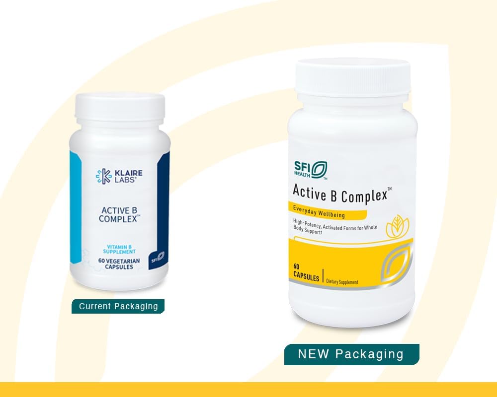 Klaire Labs SFI Health Active B Complex - Methylated Vitamin B Complex with Methyl Folate, B12, B6 and More - Support Healthy Energy, Brain, Liver & Nerve Function (60 Capsules)
