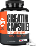 Crazy Muscle Creatine Capsules, 5g of Premium 3X ThreeAtine Pre Workout Bulk Mass Gainer, High Absorption Easy to Take Creatine Monohydrate, Optimum Performance for Men Women, 360 Capsules