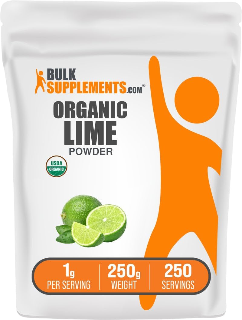 BulkSupplements.com Organic Lime Powder - Organic Lime Flavoring Powder, Sourced from Citrus Aurantifolia Fruit - Air Dried & Gluten Free, 1g per Serving, 250g (8.8 oz) (Pack of 1)