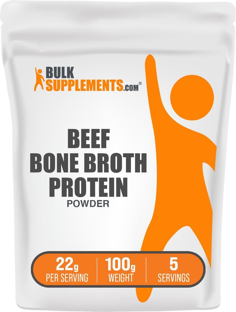 BulkSupplements.com Beef Bone Broth Protein Powder - Bovine Bone Broth Protein, Lactose Free Protein Powder - Dairy Free & Gluten Free, 22g per Serving, 100g (3.5 oz) (Pack of 1)