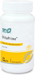Klaire Labs SFI Health VitaPrime - Iron Free Multivitamin for Women & Men - Promote Immune Function & Support Nutritional Gaps - Two-Per-Day Multivitamin with Methyl Folate & B12 (120 Tablets)