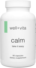 Well+vita Calm Supplement for Relaxation,Sleep & Daytime Zen with Magnesium Glycinate and Taurate, L-Theanine, Passion Flower, Lemon Balm, Taurine (90 Veggie Capsules)