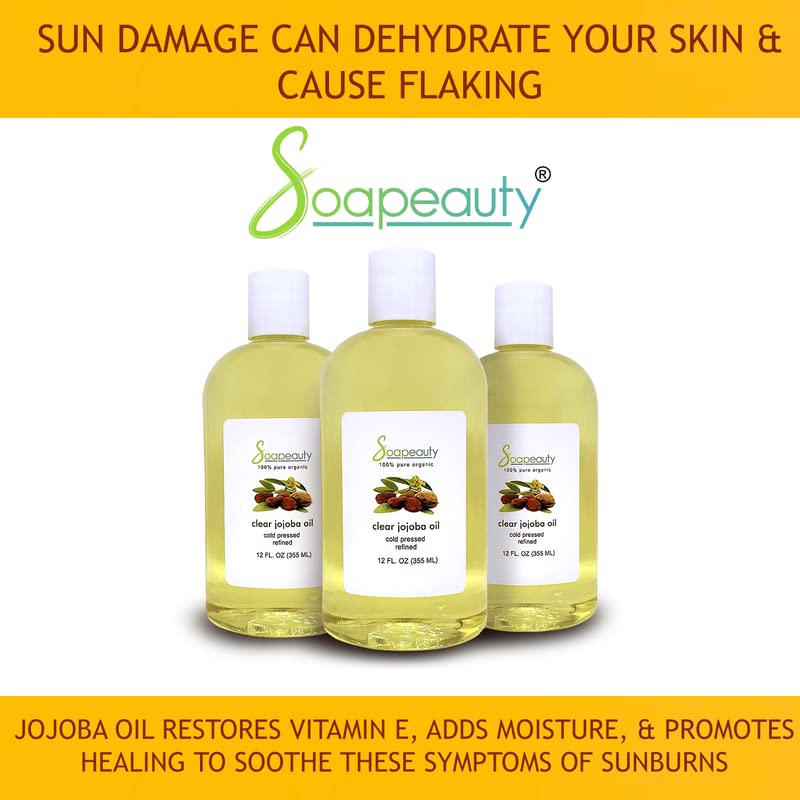 Soapeauty Clear Jojoba Oil | 100% Pure & Natural | Refined, Cold Pressed, Hexane Free | Moisturizing Oil for Skin, Face, Hair & Nails | 48 fl oz (3 * 16 fl oz)