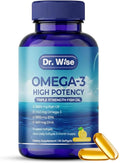Triple Strength Omega 3 Fish Oil 3600mg – 1300mg EPA & 860mg DHA- Once Daily – Burpless Lemon Flavor, – Supports Heart, Brain, Joint & Eye Health – Wild Caught, Non-GMO, 90 Softgels, 3-Month Supply