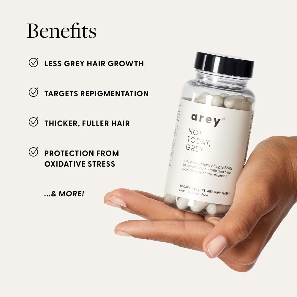 Not Today, Grey Daily Hair Supplement | Slows Grey Hair Growth & Repigment | Promotes Healthier, Thicker Hair | Biotin, B +D Vitamins & Proprietary Complex | Vegan & Gluten Free (1 Month Supply)