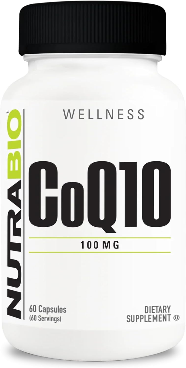 NutraBio CoQ10 Dietary Supplement, Healthy Heart Function & Cellular Energy Production, 100mg - 60 Capsules