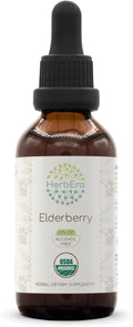 HerbEra Elderberry B60 USDA Organic Tincture | Alcohol-Free Extract, High-Potency Herbal Drops | Certified Organic Elderberry (Sambucus Nigra) Dried Berry 2 FL OZ