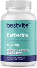Berberine 500mg Per Capsule (120 Vegetarian Capsules) - No Fillers - No Stearates - No Flow Agents - Vegan - Gluten Free - Non GMO