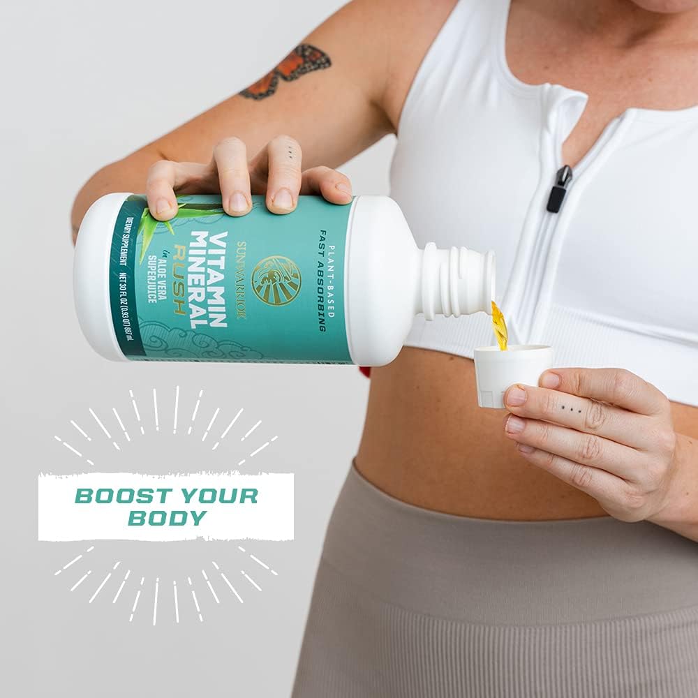 Sunwarrior Liquid Multivitamin Supplements & Minerals Vegan Plant-Based with Aloe Vera for Men and Women | Energy & Immune Support Gluten Sugar Dairy Free | 30 Fl Oz