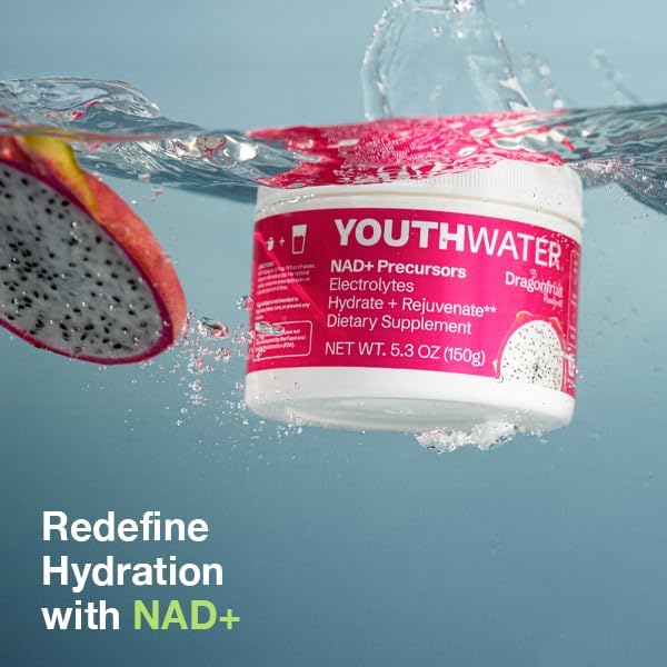 NAD+ Electrolyte Powder – Cellular Hydration & Longevity Support – Dragonfruit Flavor – 5 Calories, No Added Sugar, Non-GMO, Essential Vitamins & Minerals – 30 Servings