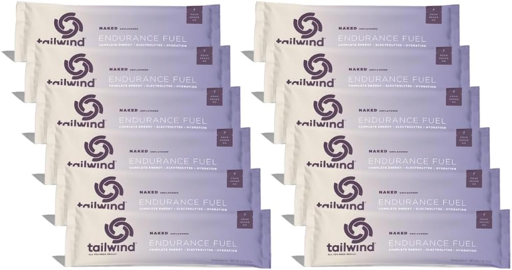 Tailwind Nutrition Endurance Fuel, Sports Drink Powder Single Serving with Electrolytes, Non-GMO, Free of Soy, Dairy, and Gluten, Vegan-Friendly, Naked Unflavored, Pack of 12