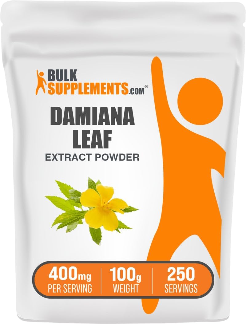 BulkSupplements.com Damiana Extract Powder - Damiana Supplement, Herbal Supplement - Vegan & Gluten Free, 400mg per Serving, 100g (3.5 oz) (Pack of 1)