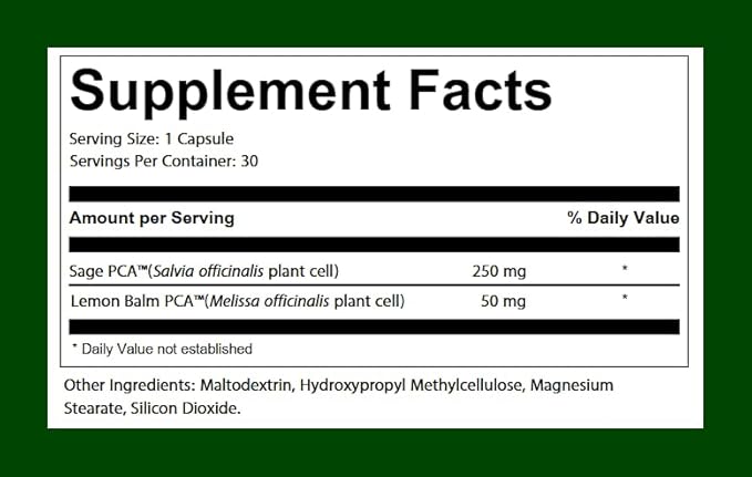 NeuroNovum Cognitive Support Capsules, 30 Count, with Plant Cell-Cultivated Sage & Lemon Balm, Brain Health Supplement for Focus, Memory and Mental Clarity