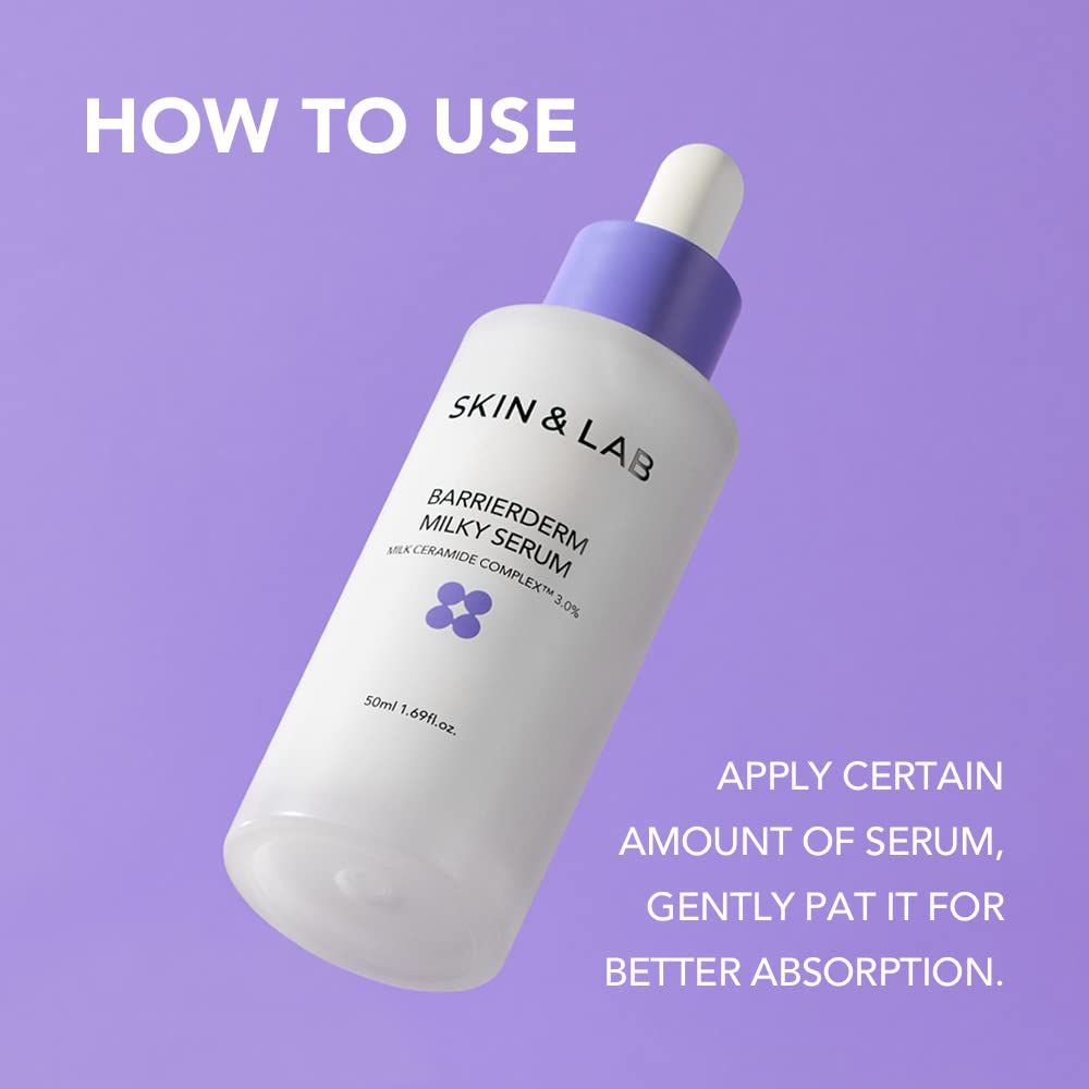 [SKIN&LAB] Barrierderm Milky Serum | Milk Ceramide Complex, Squalane, and Panthenol to repair Skin Barrier | Made in Korea | 1.69 Fl Oz
