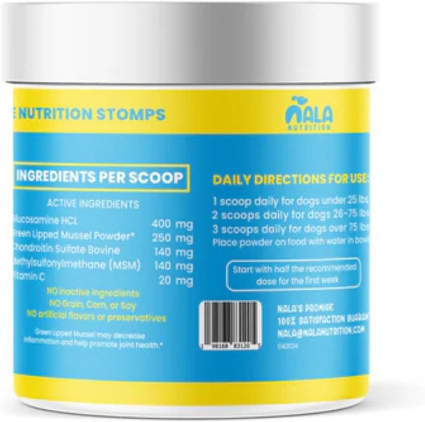 Advanced Hip and Joint Supplement for Dogs | Chondroitin, Vitamin and Glucosamine for Dogs | Dog Joint Supplement for Health + Mobility | 120 Scoops