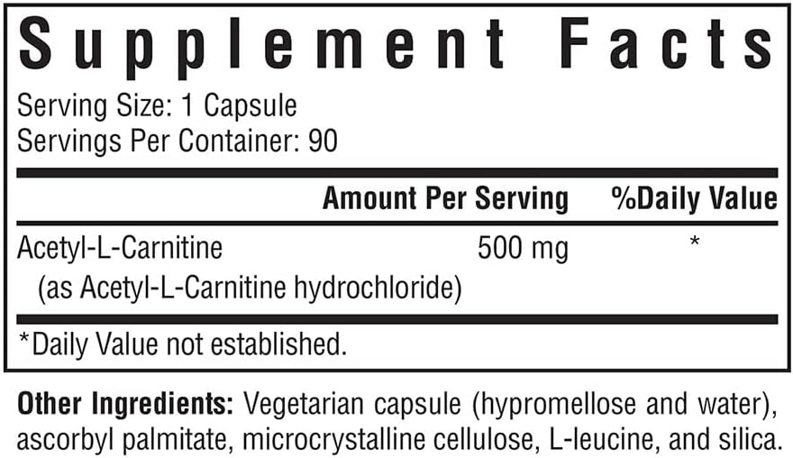 Seeking Health Acetyl-L-Carnitine - Acetyl-L-Carnitine Supplement - Supports Energy, Healthy Fat Metabolism, & Memory Health - 500 mg, 90 Capsules