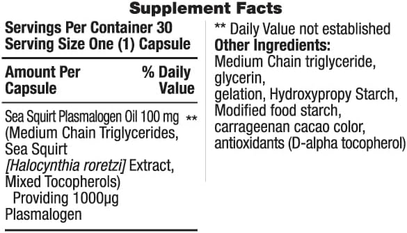 REMORY Plasmalogen Sea Squirt Supplement - Brain Health Supplement - 30 Days Supply