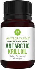 Antler Farms - 100% Pure Wild Caught Antarctic Krill Oil from Cold, Pristine Waters, 60 Softgels – Clean, Omega-3 EPA + DHA Supplement w/Astaxanthin, Rapid Absorption