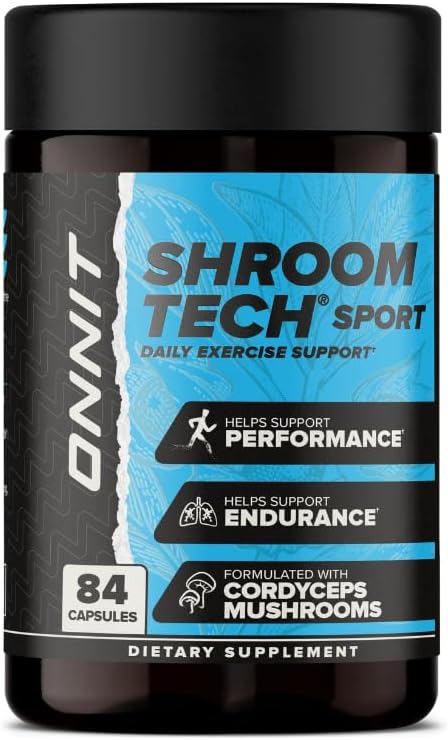 ONNIT Shroom Tech Sport Daily Exercise Support Capsules, Pre Workout Supplement with Cordyceps Mushrooms, Caffeine-Free Dietary Supplement for Daily Energy Support, 84 Count
