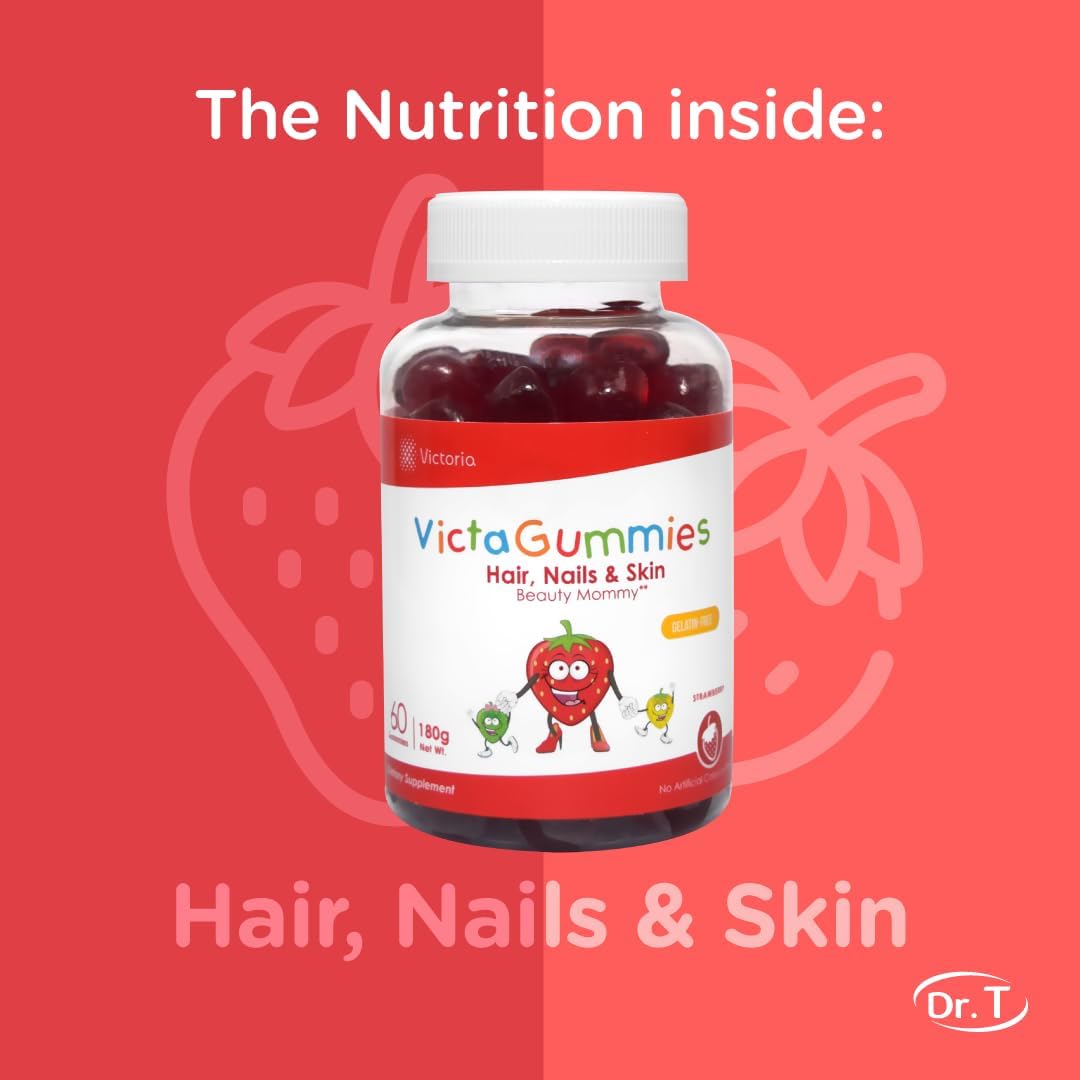 Dr. T VictaGummies Hair, Nails and Skin Gummies x3 – Biotin, Vitamin C and E for Beauty Support – Naturally Flavored (1)