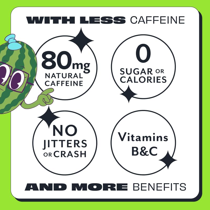 ASPIRE® Strawberry Watermelon, Healthy Energy Drink 80mg Natural Caffeine, Zero Sugar No Carbs Keto Friendly, 12 Pack Green Tea Sugar Free Drink Low Caffeine Zero Calorie