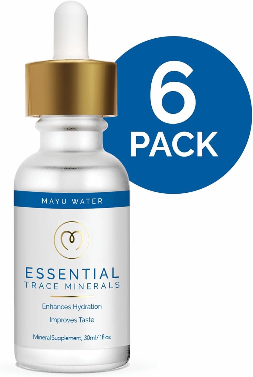 MAYU Concentrated Ionic Trace Mineral Drops - Rich Concentrate Electrolytes: Magnesium Chloride Sodium Supplements - Essential Blend Drop for Immune Support - Nutrient-Packed Alkaline Water - 6 Pack