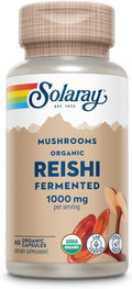SOLARAY Fermented Reishi Mushroom 500mg | Healthy Immune, Heart & Brain Function Support | Energy & Mood Supplement | 60 VegCaps