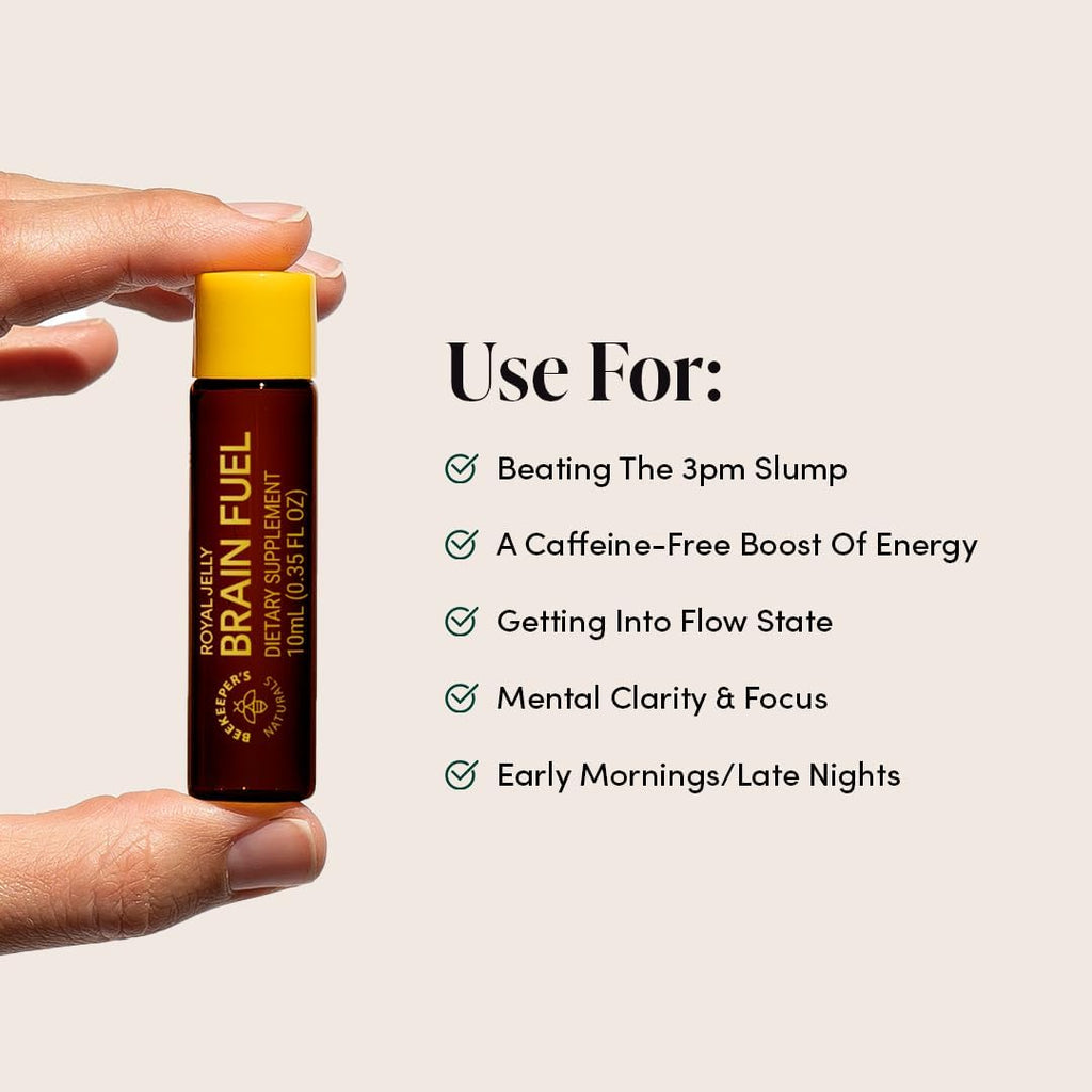 BEEKEEPER'S NATURALS B.LXR Brain Fuel - Memory, Focus and Clarity Liquid Formula, Supports Productivity Royal Jelly, Ginkgo Biloba, Bacopa Monnieri Keto Friendly, Gluten & Caffeine-Free, (6 ct)