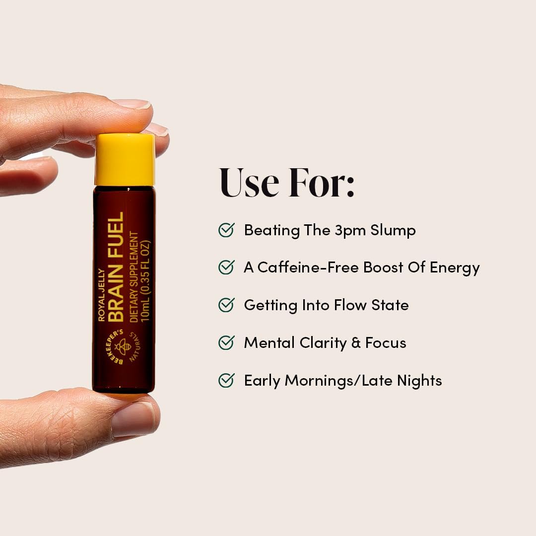 Beekeeper's Naturals B.LXR Brain Fuel - Memory, Focus and Clarity Liquid Formula, Supports Productivity Royal Jelly, Ginkgo Biloba, Bacopa Monnieri Keto Friendly, Gluten & Caffeine-Free, 6 ct (2 Pack)