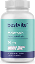 BESTVITE Melatonin 30mg (120 Vegetarian Capsules) - No Stearates - Vegan - Non GMO - Gluten Free - High Dose Melatonin