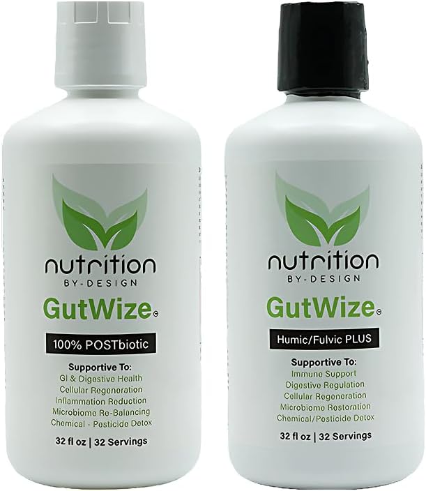GutWize Total Health Bundle – 1 Bottle 100% Postbiotic + 1 Bottle Humic/Fulvic Blend – Gut & Digestive Support, Microbiome Balance, Natural Wellness Supplement Pack