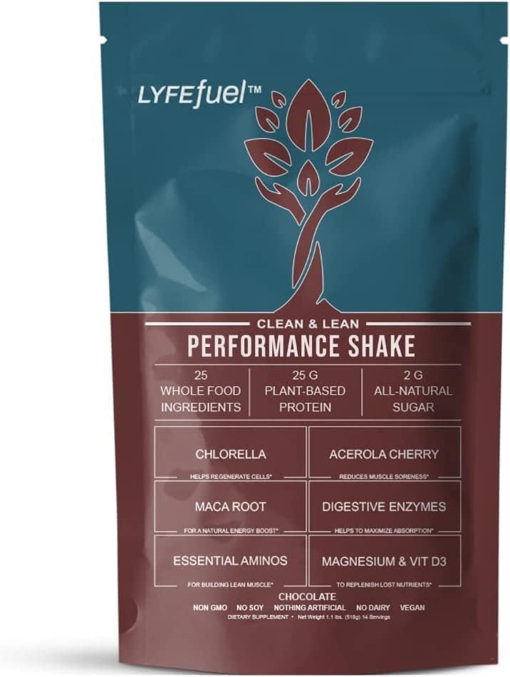 LyfeFuel Vegan Protein Shake Plant-Based Protein Powder with BCAA, Greens & Superfoods for Sports Performance, Recovery & Lean Muscle Building | (Chocolate, 24 Servings)