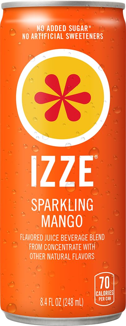 IZZE Sparkling Water Juice Beverage Blend, Dawn Variety Pack, Mango, Clementine, Strawberry, Pomegranate, No Sugar Added, 8.4 FL OZ, 24 Cans