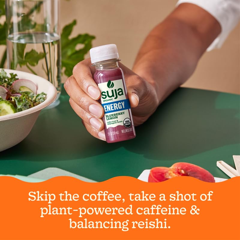 Suja Organic Energy Shot (30 Pack) with Coffee Fruit & Reishi Mushroom | 100mg Natural Caffeine | Functional Shots | Cold-Pressed Juice with Live Probiotics | Plant-Based & Gluten Free