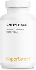 Supersmart Natural E 400 (D-Alpha Tocopherol) 1200IU per Day - High Absorption Vitamin E Supplement | Non-GMO - 100 Softgels