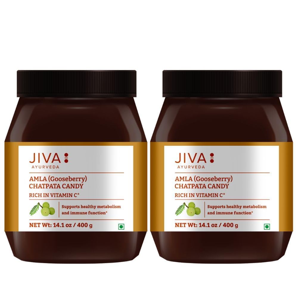 Jiva Ayurveda Chatpata Amla Candy Saled & Spicy Gooseberry Candy For All Age Groups -400g (Pack of 2)