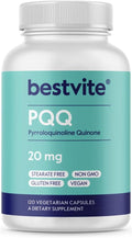 BESTVITE PQQ 20mg (Pyrroloquinoline Quinone) (120 Vegetarian Capsules) - No Stearates - Vegan - Non GMO - Gluten Free