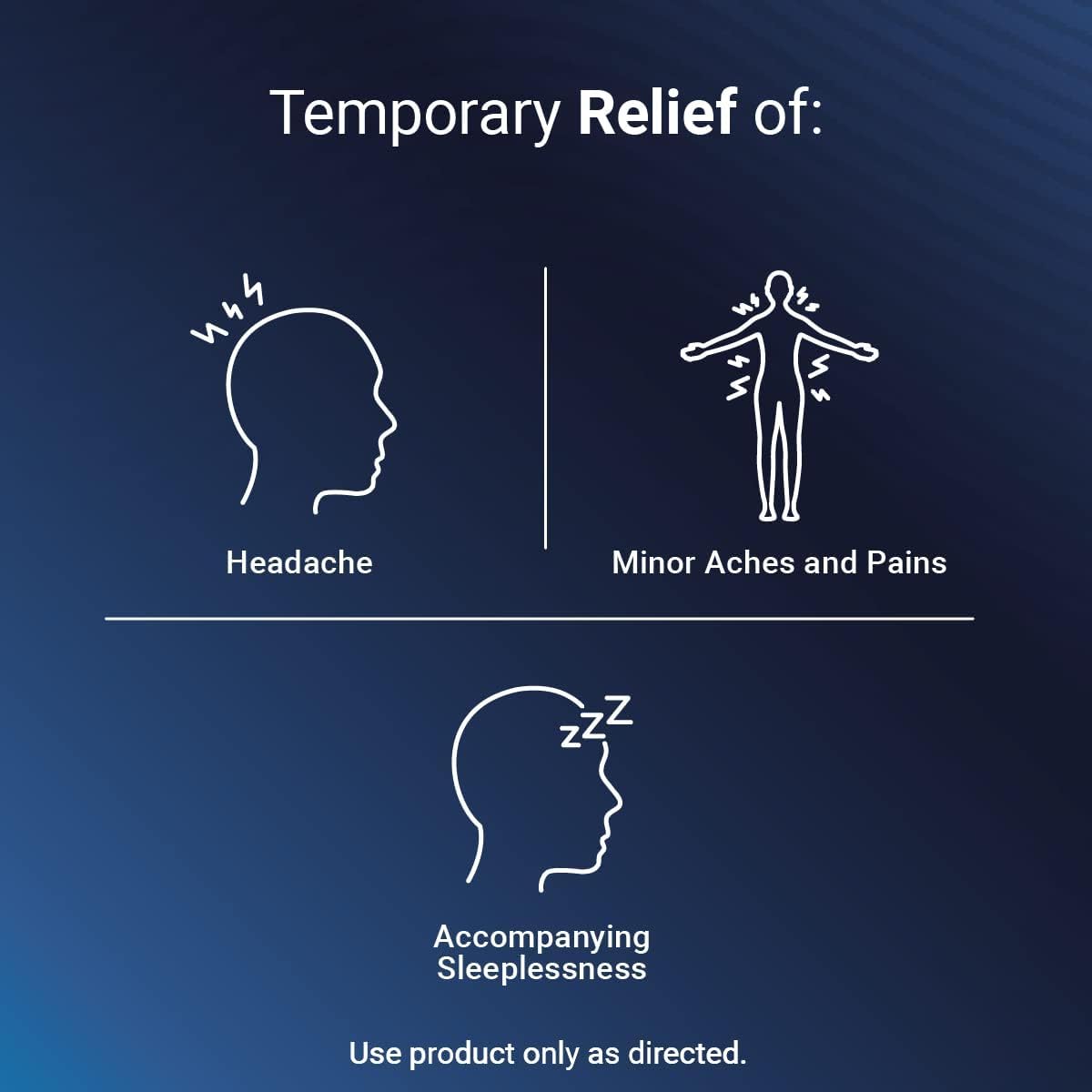 PM Extra Strength Pain Relief & Sleep Aid, 500mg Acetaminophen & 25mg Diphenhydramine HCl, 50 Caplets for Nighttime Aches, Headaches & Body Pain, Non-Habit Forming