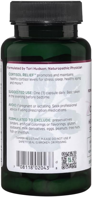 Vitanica Cortisol Relief, Dr. Formulated Sleep, Stress, Cortisol Manager Supplement, Vegan, 60 Capsules (Cortisol Relief)