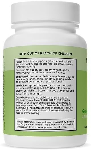 Natural Wellness Super Probiotic + Prebiotic Blend – 10 Billion CFUs with 8 Strains – Probiotics for Women & Men for Digestive Health, Gut Balance & Immune Support – Non-GMO, 30-Day Supply