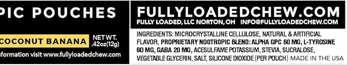 Fully Loaded Alpha Nootropic Pouches (Coconut Banana) - 5 Cans - 15 Pouches per can - Effective Nootropic Delivery, Nic Pouch Replacement - Faster Absorption, Alpha GPC, L-Tyrosine, GABA