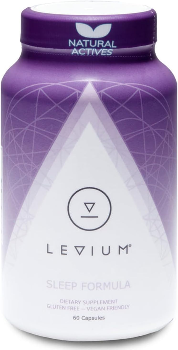 Levium Sleep Formula Supplement | Natural Relaxation Aid Capsules with Melatonin, GABA, L-Theanine, Magnesium | 60 Count Bottle – 30 Day Supply