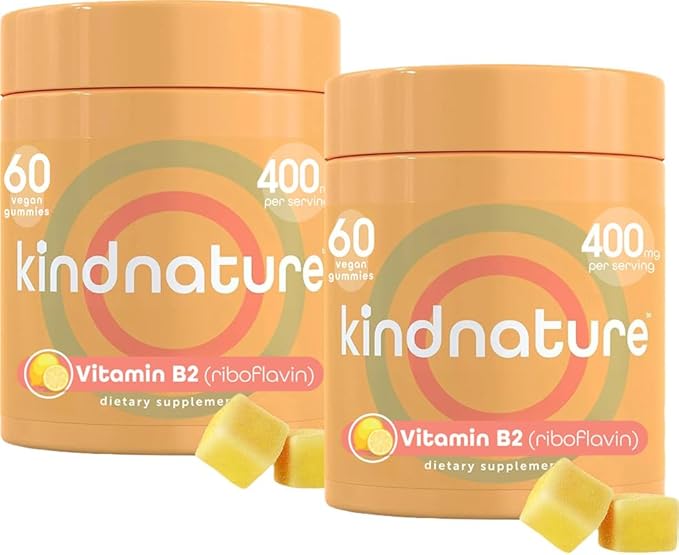 kindnature Vitamin B2 Gummies - Riboflavin 400mg Supplement for Kids & Adults - Non-GMO, Soy & Gluten-Free, Vegan Chewable Gummies (30 Day Supply) (2)
